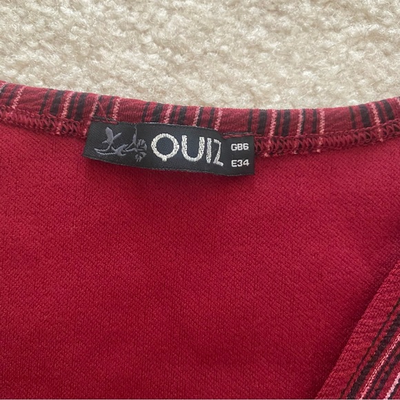 Quiz Maroon Assymetric Wrap Dress - Picture 6 of 7